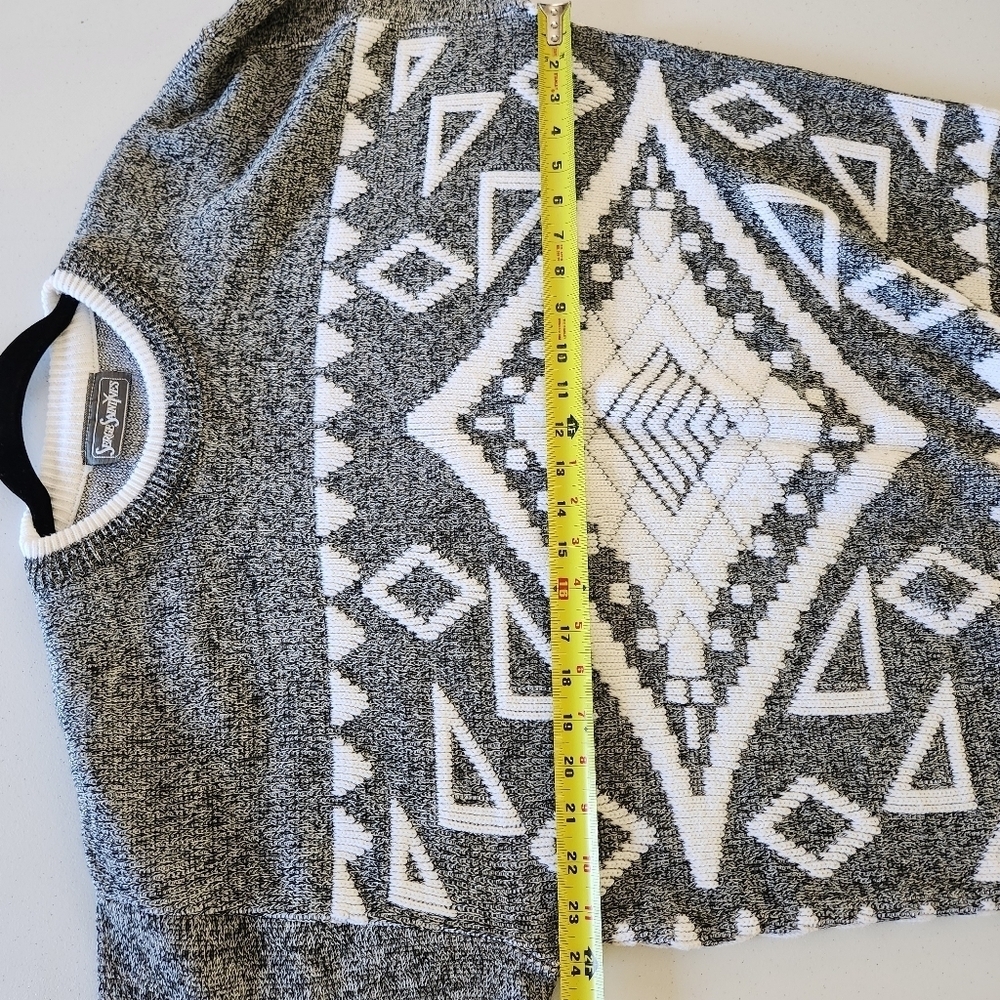 Vintage 90s Gray Knit Grandpa Sweater Mens Preppy Oversized Eclectic Size Large - Picture 7 of 10